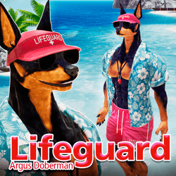 Lifeguard outfit for the Argus Doberman avatar