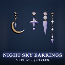 Night Sky Dangle Earrings for VRChat — 4 Styles, PhysBones