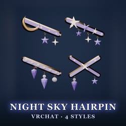 Night Sky Swaying Hairpin for VRChat — Quality + Performance