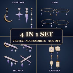 Night Sky Accessory Set for VRChat — Earrings, Halo, Hairpin, Lantern