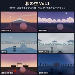 Wa Skies Vol.1 - Japanese Seasonal Skies: Mt. Fuji Sunset, Night Sakura, Milky Way (6 HDRI + Cubemaps, VRChat)