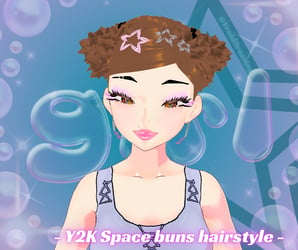 3D Vroid Y2K Space buns hairstyle with stars barrettes