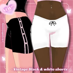FREE 3D VRoid Y2K Vintage Shorts (Black & White)
