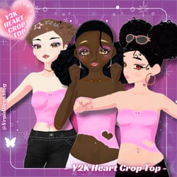 3D VRoid Y2K Pink Heart Strass Rhinestone Crop Top