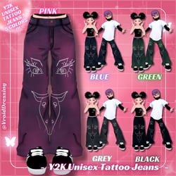 3D VRoid Y2K Unisex Tattoo Jeans (5 colors)