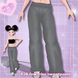 3D VRoid Y2K Grey Low-Rise Sweatpants