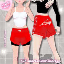 3D VRoid Y2K Red Basketball Shorts (2 types)