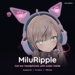 MiluRipple – Cat Ear Headphones with Water That Ripples to Music | AudioLink VRChat Accessory (5 Colors)