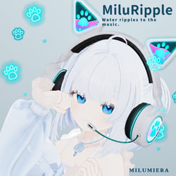 MiluRipple – Cat Ear Headphones with Water That Ripples to Music | AudioLink VRChat Accessory (5 Colors)