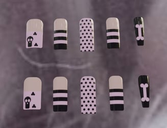 Y2K Pink Skull Nails 
