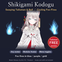 Shikigami Kodogu | Swaying Talisman & Bell, Circling Fox-Fires (Color Switch) [VRChat / Modular Avatar]