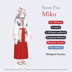Snow Fox Miko | Shrine Maiden Outfit for Shinano - Chihaya, Hakama, 4 Colors [VRChat / Modular Avatar]