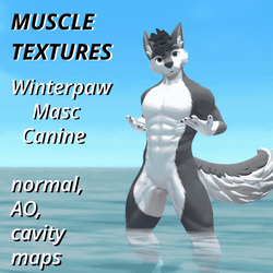 Winterpaw Masc Canine Muscle Textures - Normal map, Ambient Occlusion, Cavity map for VRChat