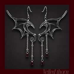 Bat heart wings earrings