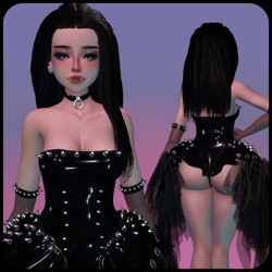 [ZinPia eGirl] Cyber Goth Latex Corset & Tulle Skirt Outfit