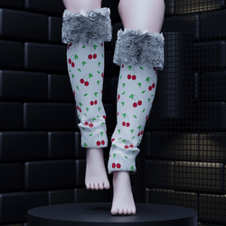 Cherry Fur Leg Warmers