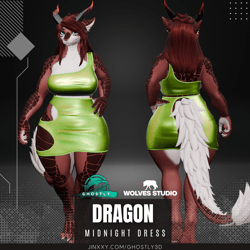 Ghostly Neon Rave Dress Outfit [Female Dragon]