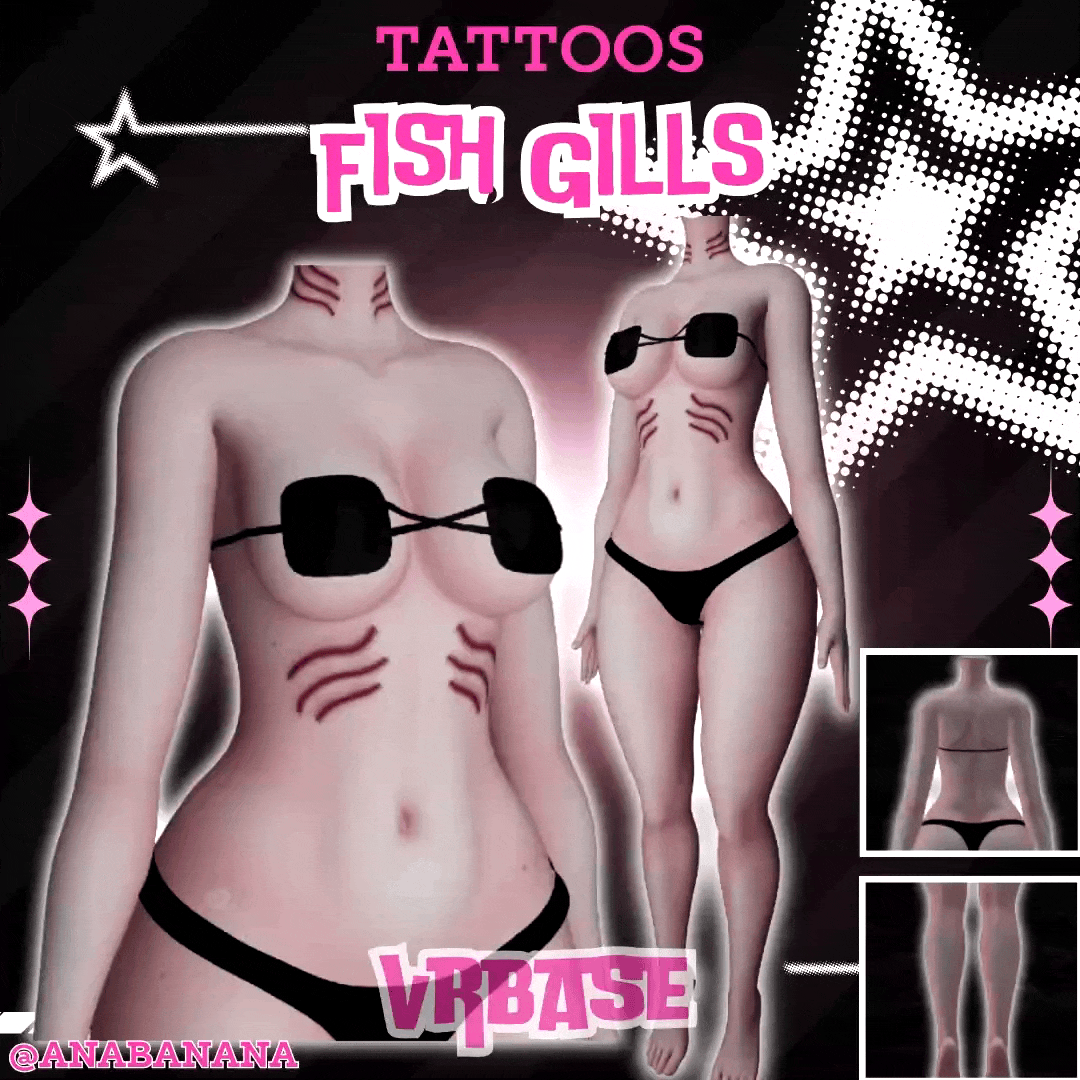 (J) : 🦈 Fish Gills Tatts | Multi-Base Compatible