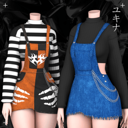 Sweater Denim Overalls