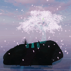 Japanese Holographic Tree (With Sakura Petals Particles)