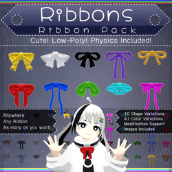 Ribbon Pack V1.1 | VRChat Accessory [MA Ready]