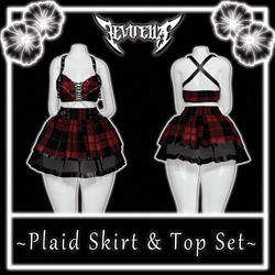 •Plaid Skirt & Top Set•