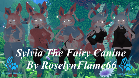 (FACETRACKING) Sylvia the Fairy Canine Deira VRChat Furry Avatar