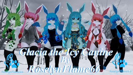 (Facetracking) Glacia the Icy Canine Deira VRChat Avatar (Quest Compatible)