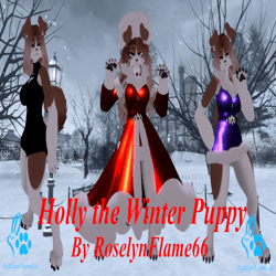 (Facetracking) Holly the Winter/Christmas Puppy VRChat Perci Avatar