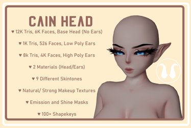 Cain Head [ARkit Compatible- Facial Tracking for VTubing or VRChat]