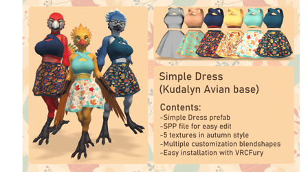"Simple Dress" Outfit for Kudalyn's Avian avatar 2024