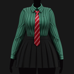 Formal School Set | Striped Shirt + Pleated Skirt + Necktie | WOLVES STUDIO