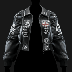 Punk Leather Bomber Jacket EGIRL | WOLVES STUDIO