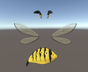 Wasp Set - Abdomen, Wings, Antennae