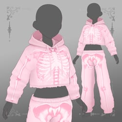 VRoid Pink Skeleton Sweatpants and Hoodie Set