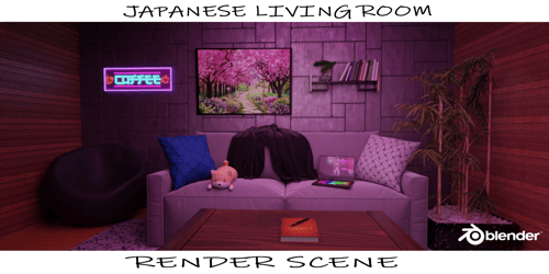 Japanese Living Room Render Scene