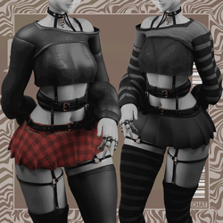 Comfy Goth Outfit (Halloween textures) (Rigged for ZinFit, VRBase EGirl, GodMagician, Saki)