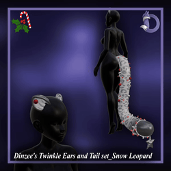 Dinzee's Twinkle Ears and Tail set - Snow Leopard- Christmas 2025 