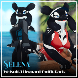 Wetsuit and Lifeguard Outfits for Selena the Orca [VRChat Clothing]