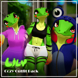 Cozy Outfits for Lily the Frog [VRChat Clothing]